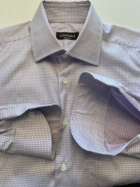 Canali - all cotton gingham pattern dress shirt Size 39 (15.5”neck)